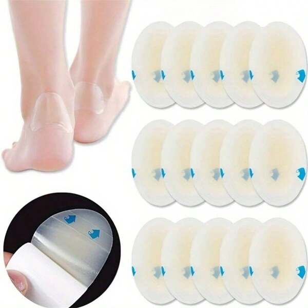 5/10/15pcs Adhesive Comfortable Hydrocolloid Gel Heel Protectors - Blister Pads For Shoe Wear
