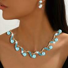 3PCS Set Pearl Jewelry Necklace Earrings Suit, European And American Popular Style, Suitable For Banquets, Parties, Vacations - Best Gift For Girlfriend, Wife, Best Friend