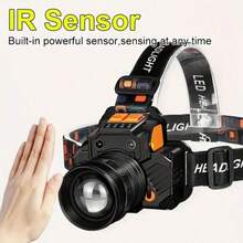 1 pieza Faro frontal LED recargable de alta luminosidad, con 3 modos de luz para exteriores, pesca, camping, running, caza, senderismo, ajustable