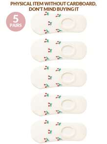 5/10 paires de chaussettes fines pour femmes au printemps et en été, chaussettes invisibles avec motifs de fruits de dessins animés, chaussettes basses blanches de type bateau, chaussettes à bouche peu profonde, chaussettes fines d'été à bouche peu profonde et invisibles de type bateau, chaussettes courtes