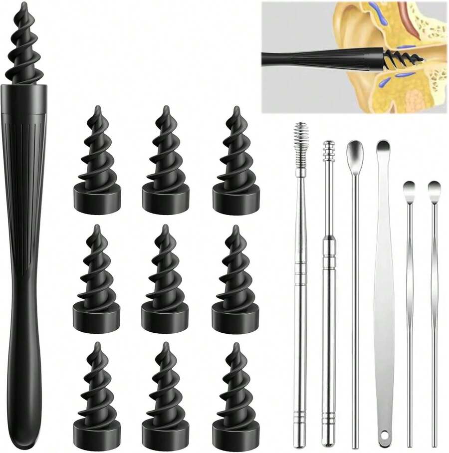 7 In 1 Ear Wax Removal Tool, 2025 Q-Grips Ear Wax Removal Reusable And Washable Replacement Soft Silicone Tips For Cleaner Earwax, Ear Wax Removal Kit Contains 7 Types Of Ear Cleaner Tools - Loại bướm - Xem 1