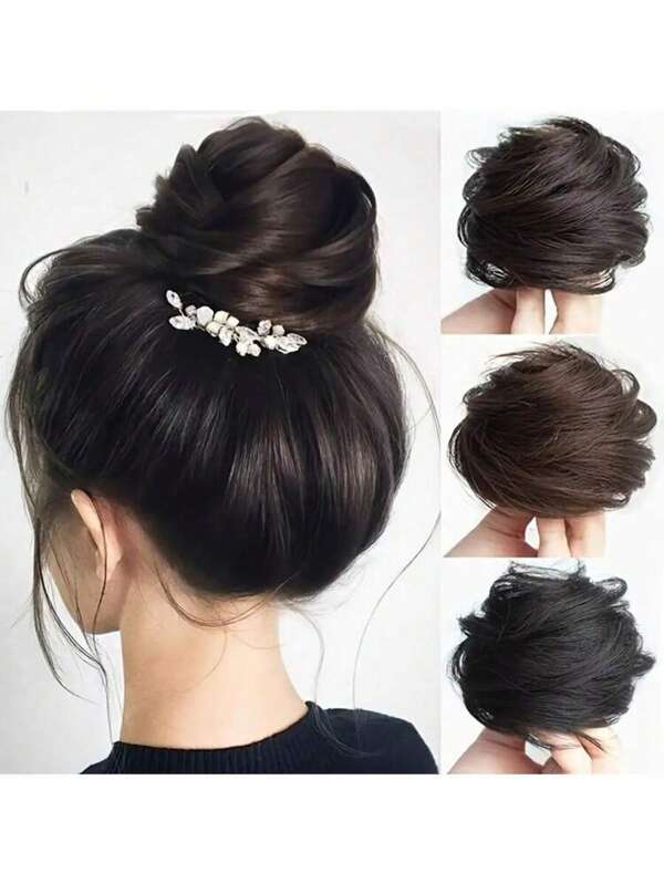 1 pezzo Estensione capelli sintetica per chignon spettinato, pratica pinza per capelli adatta a vari stili, utilizzabile in tutte le stagioni, per uso quotidiano, accessorio per capelli, fermacode, elastici per capelli, elastici in gomma