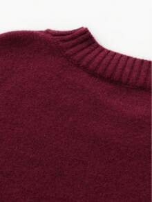 DEEKA Autumn/Winter Women Casual Chic Loose Fit Soft Knit Sweater - Burgundy - View 11
