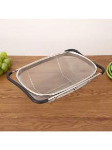 1 pieza, Colador para el fregadero, Cesta de lavado de verduras para el fregadero, Rejilla de escurridor de frutas, Cesta escurridor de acero inoxidable, Cesta coladora, Rejilla ajustable para el fregadero, Colador multifuncional, Productos de cocina, Utensilios de cocina, Accesorios de cocina