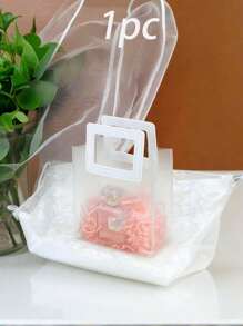 10/1 Bolso redondo transparente con efecto escarcha, bolsa de regalo del Día de San Valentín, bolsa de regalo de boda, bolsa de regalo de dama de honor con caramelos, bolsa de tienda de joyas, bolsa de regalo de dama de honor de boda