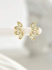 一对 S925 纯银蝴蝶莲花结耳钉，优质男士日常配饰和礼物 - 彩色 - 查看 5