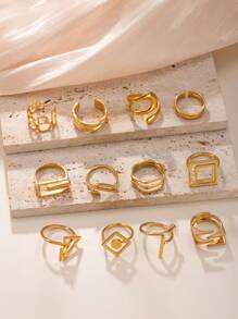 Juego de 1/12 anillos de acero inoxidable minimalistas para mujeres, adecuado para combinar a diario, festivales, citas, compromiso, boda, regalo para amantes, amigos, familiares, juego de anillos al azar, incluye caja de regalo