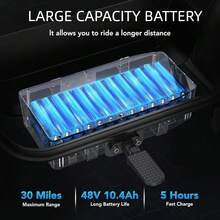 tooluck Peak 1200W Electric Scooters With Seat For Adults 16" Fat Tire For All-Terrain 30Miles Max Range 20mph Top Speed Commuter E-Scooter For Adults Teens Commuting Motorcycle Style With Carry Basket,White - 白色 - 查看 4