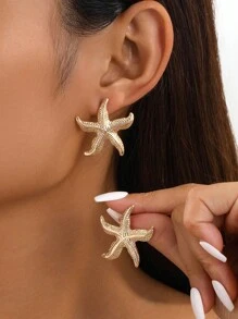 1 par de pendientes de tachuela geométricos asimétricos de metal exagerados para mujeres, adecuados para uso diario con varios tipos de pendientes