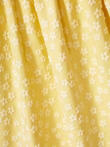 1pc Girl's Sweet Peter Pan Collar Casual Dress, Summer - Mustard Yellow - View 7