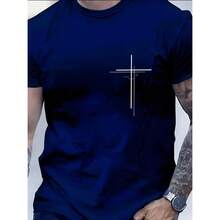 Men's T-Shirt, Urban Fashion, Christian, 100% Cotton, Stylish Cross Print