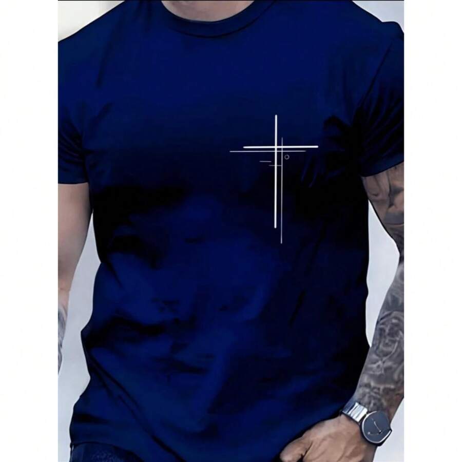 Men's T-Shirt, Urban Fashion, Christian, 100% Cotton, Stylish Cross Print