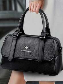 高品质女士休闲钱包和手提包套装，奢华设计师PU皮革单肩包，时尚女士斜挎包 - 黑色 - 查看 1