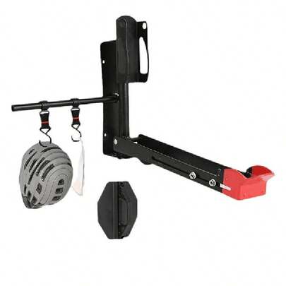 ShiningLove Heavy Duty Wall Mount Bike Rack - Foldable Rotation Design, Space-Saving Garage Storage W/ Gear Hooks For Helmets & Accessories