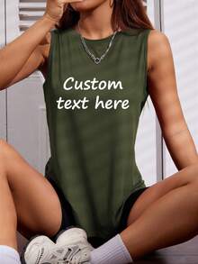 定制女式背心，添加您的文字，选择您喜欢的颜色和字体，设计您自己的个性化印花短袖 T 恤，周年纪念礼物，情人节，定制礼物，情人节，定制女式上衣，送给女朋友/家人的礼物，母亲节礼物，生日礼物，结婚礼物等。文字定制，上衣，女式上衣文字印花女式背心，定制女式上衣，定制夏季女式短款上衣
