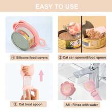 3pcs Cat Treat Squeeze Spoon, Cat Stick Feeding Spoon, Multifunctional Cat Treat Dispenser, Convenient Cat Licking Spoon, Cat Food Spoon For Wet Food (3 Colors), Cat/Dog Food Can Lid, Silicone Cat Food Scoop Or Can Opener, Cat Treat Spoon, Multifunctional Cat Treat Dispenser Spoon, 1pc Cat Can Lid And 2pcs Cat Food Spoon For Wet Food (Pink) - Multicolor - View 5
