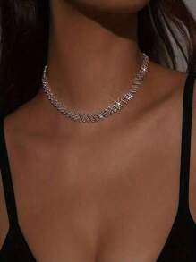 1pc Luxury Rhinestone Claw Chain Welding Necklace, Women's Gift For Wedding, Engagement, Gala