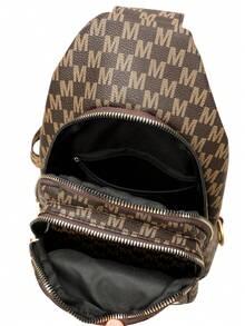 时尚百搭斜挎包，撞色胸包波西米亚风格肩带，运动健身背包，休闲户外手机和零钱包 - 棕色 - 查看 10