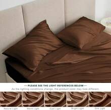 Twin Satin Sheets Sets - 3 Piece Brown Silky Bed Sheets Twin With Deep Pockets, Luxury Silk Feel Satin Sheet Set Bedding Set (1 Flat Sheet,1 Fitted Sheet,1 Pillow Case) - 棕色 - 查看 10