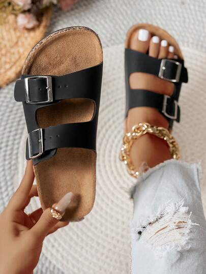 Women's Comfortable Adjustable Strap Slip-On Sandals With Soft Cork Insole