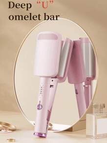Curling Iron Hair Crimper Waver - 32mm Beach Waves Curling Wand, Deep Waver Hair Curler Tool With Ceramic 3 Barrel For Women, Dual Voltage, Anti-Scald, Easy To Use, Pink, 1.25 Inch