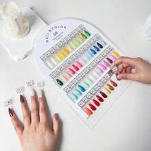 12/50色透明亚克力可拆卸磁性指甲色板展示板美甲UV和油胶展示对比效果板指甲颜色测试展示卡磁性美甲调色板 - 彩色 - 查看 3