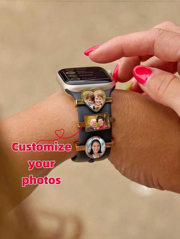 Encantos de fotos personalizados para relojes, decoración de la correa del reloj, encantos de fotos para relojes inteligentes, encantos personalizados para la correa del reloj, regalos personalizados