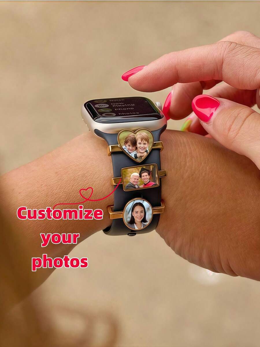 Customized Photo Watch Charms, Watch Band Decoration, Smart Watch Photo Charms, Personalized Watch Band Charms, Personalized Gifts,Jewelry & Watches,Season Picks,Elegant Outfit,New Year Glamour ,For Family ,Spring Fashion 2026 - Multicolor - View 1