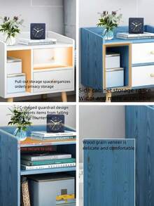 Buros De Madera Sencillos Con 2 Cajones Mesa De Noche Buro - Blanco - Ver 4