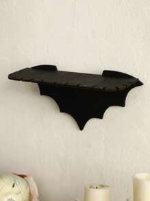 1 pieza Soporte en forma de murciélago de madera negra y cristal para rincón, Candelabro estilo gótico, Decoración de escenografía y accesorios para fiesta de Halloween, Decoración de pared para casa encantada, Decoración para fiesta de casa embrujada