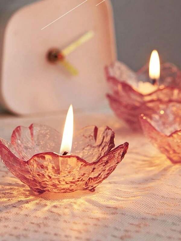 1 peça de suporte para velas de flor de cerejeira em vidro, decoração multifuncional para casa, utensílios para jantar à luz de velas, adequado para sala de estar, sala de jantar, decoração de feriados, decoração de casamento, acessórios de cozinha...