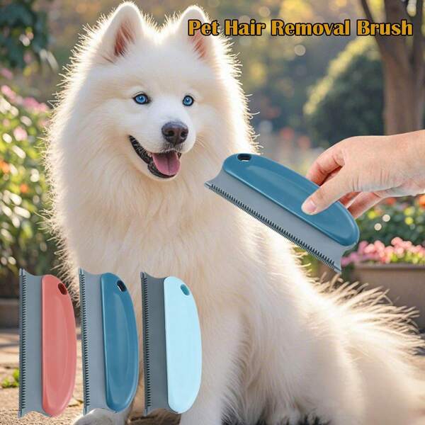 1pc Multi-Function Pet Grooming Brush, Cat Dog Massage Deshedding Tool Sofa Hair Remover, Sweater Lint Remover, Random Color