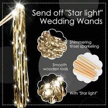 Glow Haven48 Pcs Lighted Wedding Wands LED Tinsel Wands Streamers Wedding Sparklers Send Off Light Sticks Reception Birthday Exits Shower Concert Party Favors(Champagne) - Silver - View 10