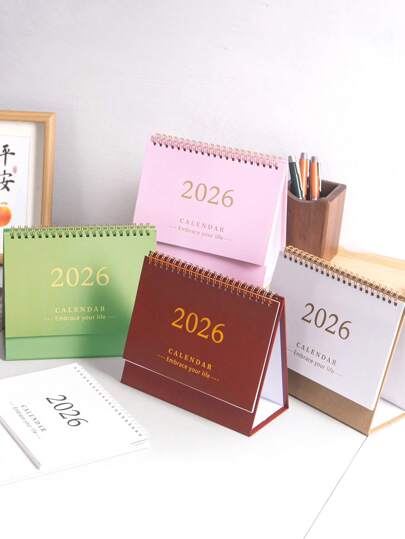 1 peça, novidade, 2026, capa de calendário de mesa, encadernação em espiral, portátil e dobrável, calendário de mesa, escrita de memórias, decoração de mesa para escola e escritório, itens essenciais para casa e escritório, presentes surpresa para amigos