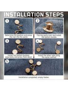 Adjustable Denim Jeans Button, Detachable Waistband Buckle, Non-Reusable, Suitable For Loose Fit Jeans, Waistband Buckle, Helps Wearers Better Show Their Figure