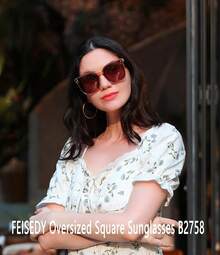 Gafas de sol polarizadas de gran tamaño para mujeres hombres cuadrado de moda clásico simple lentes de - 004 Montura Champán y Lente Té - Ver 2