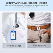Nurse Badge Reel, Funny ID Badge Clip, Cute Badge Holder, This Is Fine Cat Badge Reels Retractable, Office Lanyard Accessories, Nursing Student Gifts - 薄荷藍 - 查看 6