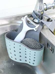 1pc Kitchen Organizer, Adjustable Snap Sink Sponge Holder, Kitchen Hanging Drain Basket, Kitchen Gadget
