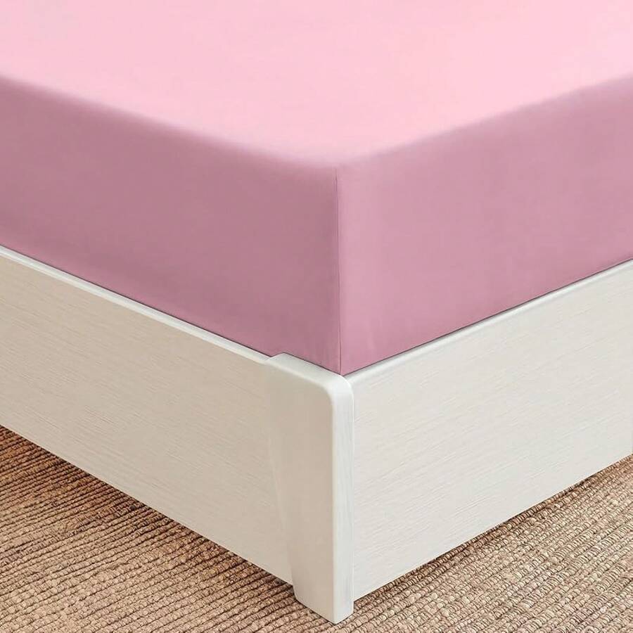 Mellanni King Fitted Sheet - Iconic Bedding Sheets With Up To 16 Inch Deep Pocket - Soft & Cooling - Fade & Stain Resistant - 1 PC (King, Light Blue) - 粉色 - 查看 1