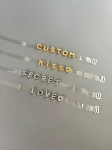 1pc Customized Crystal English Letter, Personalized Type, Special Expression Rhinestone Metal English Letter Invisible Transparent Shoulder Strap Decoration, Personalized Sexy Fashion Women's Bra Invisible Transparent Shoulder Strap Crystal English Letter, Sexy Adjustable Bikini Bandeau Invisible Strap, Holiday Party Performance Clothing Camisole Accessory, Holiday Birthday Friend Lover Best Friend Gift