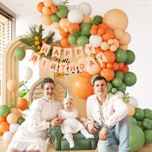 113pcs Little Cutie Orange & White Balloon Arch Set, With Sage Green, Orange, Nude & White Balloons, Suitable For Birthday Party, Baby Shower, Boy/Girl, Kids, Infants, Gender Reveal, Wedding, Room & Party Decorations