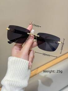 1 pièce lunettes de mode femme élégantes et de luxe à cadre métallique sans monture avec couleur dégradée, de style rétro et personnalité. Accessoires de plage parfaits pour les vacances d'été, les activités en plein air et les voyages.
