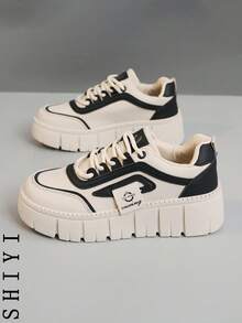 【厚底增高系列】2025春夏新款女士休闲鞋女厚底鞋小白鞋舒适运动鞋增高5cm派对鞋适合矮个子女性运动风格 - 黑色 - 查看 3