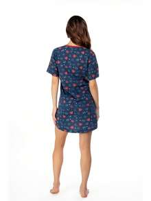 Whispers Pijama Mujer Algodón De Alta Calidad Tipo Camisón con Diseño Marca, Prenda De Calidad Cuidadosamente Manufacturada - 7152 - Azul Marino - Ver 4