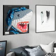 3D Wall Art Shark Eagle Bird Animal Micro Mini Building Blocks Set For Adults, Unique Home Wall Decoration Or Desktop Display, Suitable As Creative Birthday Gift Toy (1924 Pieces) Not Compatible With