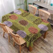 1pc Floral & Geometric Pattern Printed Tablecloth, Polyester Modern Style Waterproof Rectangular/Round Digitally Printed Tablecloth Suitable For Living Room, Home, Outdoor Dining Table, Small Round Table