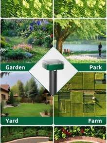 2/4/6/8/10 Packs, Solar-Powered Ultrasonic Waterproof Animal Repellers, Suitable For Outdoor Courtyards, Gardens, Orchards, Etc., Can Effectively Repel Birds, Snakes, Rats, Dogs And Other Animals. Can Be Installed On The Ground, Operated By A Switch, No Poisonous Traps - 彩色 - 查看 2