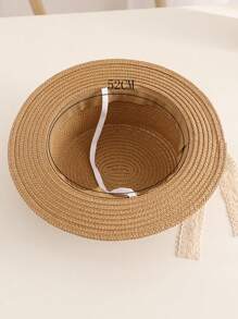 1pc Children's Cute Bow Straw Sun Hat, Fashionable Princess Beach Travel Sun Protection Woven Hat, Suitable For Everyday Wear