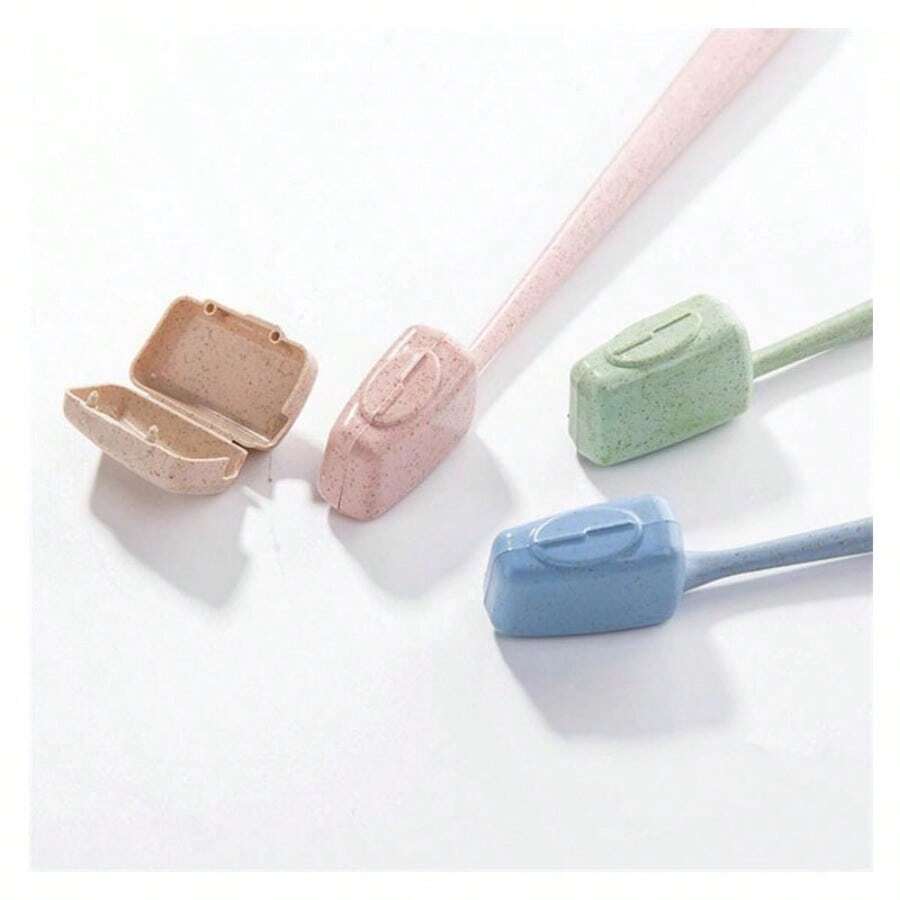 4 Paquetes de Fundas protectoras para cabezal de cepillo de dientes de viaje y exteriores, Funda protectora de cabezal de cepillo de dientes de tallo de trigo, Funda protectora portátil para almacenamiento de cabezal de cepillo de dientes