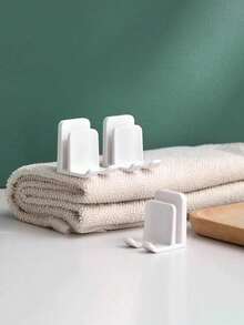 4/2 piezas Soporte adhesivo de silicona para cepillo de dientes - Ganchos multifuncionales para baño, ducha, cocina, oficina, sin necesidad de perforar, almacenamiento ahorra espacio, percha práctica